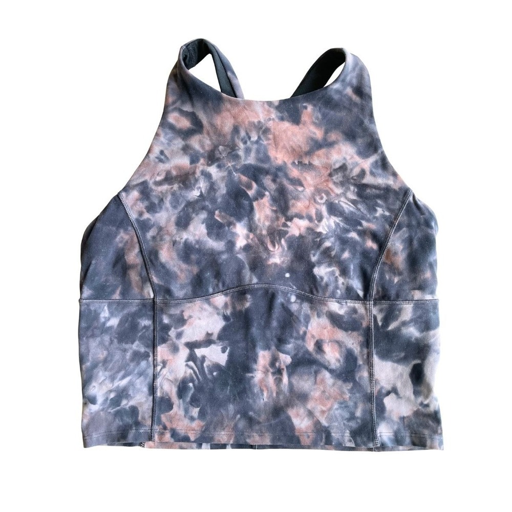 Lululemon High Neck Longline Yoga Tank Bra Tie Dye Black Pink Large